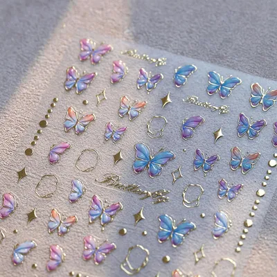 Produktbild von 3D Nagelsticker Schmetterling Nail Art Selbstklebend 5D Stereoskopisch 1 Blatt