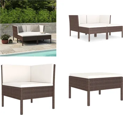 Produktbild von vidaXL 4 tlg. Garten Lounge Set mit Auflagen Poly Rattan Braun - Gartenmöbel-Set - Gartenmöbel-Sets - Gartengarnitur - Gartengarnituren
