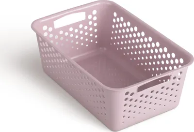 Zdjęcie produktu dla Kosz do przechowywania 5L z uchwytami - Bez BPA - Organizer (30 x 20 x 11 cm / różowy) - Kosz do łazienki kuchni sypialni, kosz domowy