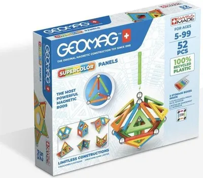 Produktbild von Magnetisches Konstruktionsspielzeug, GEOMAG Supercolor Panels Recycled, 52 Teile, Lernspielzeug, 3D, Nachhaltig