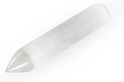 Produktbild von 2x Natürliche Selenit Massagestab 15cm Edelstein Massagegriffel mit Spitze
