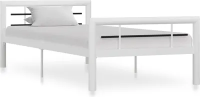 Zdjęcie produktu dla Łóżko Metalowe 100x200 Białe Rama Łóżka ze Stelażem do Sypialni