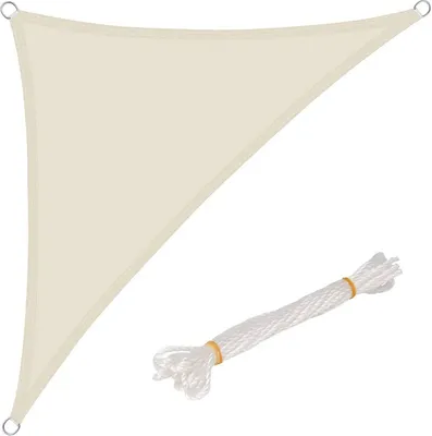 Produktbild von WOLTU Sonnensegel Dreieck 2,5x2,5x3,5m Creme wasserabweisend Sonnenschutz Polyester Windschutz mit UV Schutz für Garten Terrasse