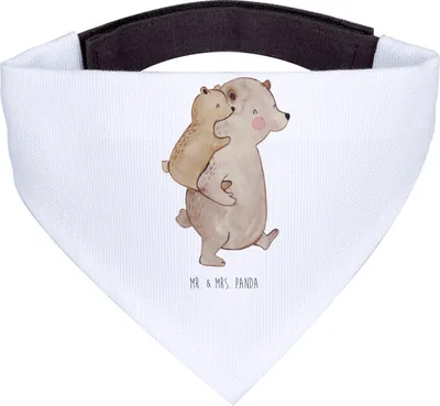 Produktbild von Mr. & Mrs. Panda Dreieckstuch Papa Bär - Weiß - Geschenk, Bandana, Halstuch Hund, für, Muttertag, Vatertag, Vati, Hunde Hals Tuch, Geburtstag