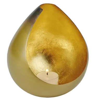 Produktbild von Cadis Windlicht Eisen bronze, innen gold H 15,5 cm, D 13 cm