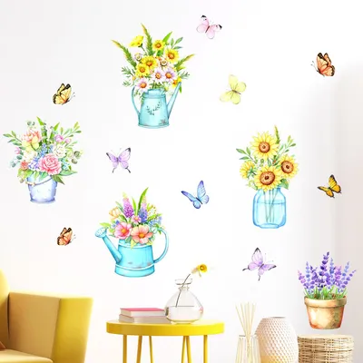 Produktbild von Große Sommer-Fensteraufkleber, Blumen- und Schmetterlingsmotive, Frühlingsdekoration für Zuhause, bunte statische Aufkleber für Frühling und Sommer