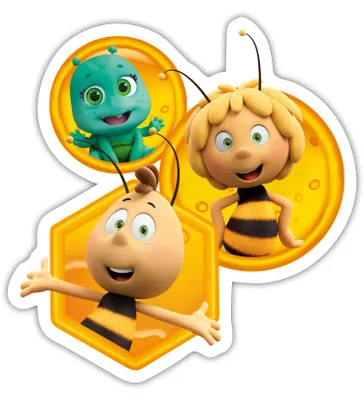 Produktbild von Spreadshirt Die Biene Maja 3 Mit Willi Smoosh Maja Sticker Aufkleber, 10 x 10 cm, Mattweiß