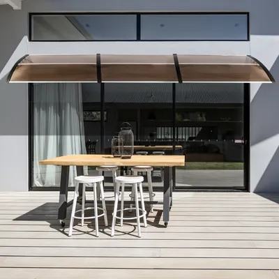 Produktbild von FCH 100x300cm Vordach Haustür für Haustür und Terrasse, Türvordach Pultbogenvordach Hohlkammerstegplatten, Pultvordach Alu