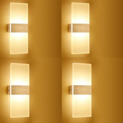 Produktbild von LED Wandleuchte Innen 12W Wandleuchte Moderne Acryl Wandleuchte Wohnzimmer Schlafzimmer Treppenhaus Korridor, Warmes Gelb, 4PCS