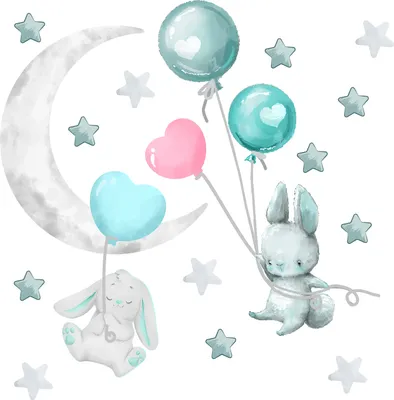 Obrázek produktu pro Dětské samolepky na zeď pro dívky nábytek Bunnies