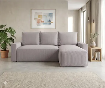 Produktbild von CORNERO Ecksofa mit Schlaffunktion HAVANA in L-Form Sofa mit Schlaffunktion und Bettkasten EckcouchEcksofa L-Form Weiß Ottomane Rechts