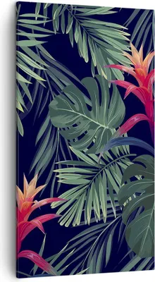 Produktbild von Bild auf Leinwand - Leinwandbild - Einteilig - Exotisch Blumen Blätter - 45x80cm - Wand Bild - Wanddeko - Wandbilder - Leinwanddruck - Bilder - Wanddekoration - Leinwand bilder - PA45x80-4308