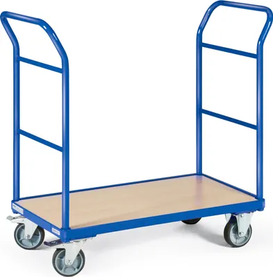Produktbild von Bako Logistiksysteme Plattformwagen mit 2 Schiebebügeln und Bordkante 850x500mm