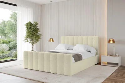 Produktbild von ALTDECOR Polsterbett mit Bettkasten und Fußteil - STERA-Z 180x200 cm Beige - Bett ohne Matratze - Doppelbett mit Stauraum und Latternrost - Boxbett mit Kopfteil