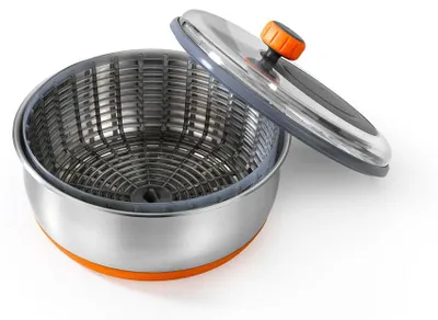 Produktbild von BRA Efficient | Salatschleuder aus Edelstahl 18/10, 4 L, passend für Salatschüssel, rutschfester Boden