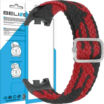Zdjęcie produktu dla Beline Pasek Mi Band 9/8 Nylon Czarno-Czerwony/Black-Red