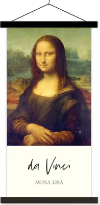 Produktbild von MuchoWow® Textilposter Mona Lisa - Leonardo da Vinci - Alte Meister 60x120 cm mit schwarzem Rahmen - Magnete
