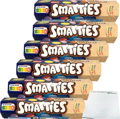 Produktbild von Nestle Smarties Einzelrolle Hexagon-Rolle 6er Pack (6x38g) + usy Block