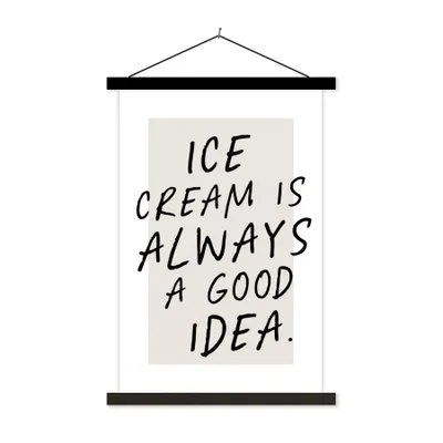 Produktbild von MuchoWow® Textilposter Eiscreme ist immer eine gute Idee - Sprichwörter - Zitate - Essen 60x90 cm mit schwarzem Rahmen - Poster Wohnzimmer