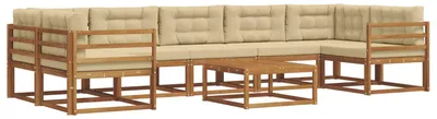 Produktbild von vidaXL Outdoor-Sofagarnitur mit Kissen 8 pcs Natur und Beige