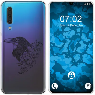 Produktbild von PhoneNatic Case kompatibel mit Huawei P30 Silikon-Hülle Floral Rabe M4-1