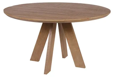 Image de Table de salle à manger ELYA – Ronde diamètre 120 cm – Bois massif de manguier – Style rustique