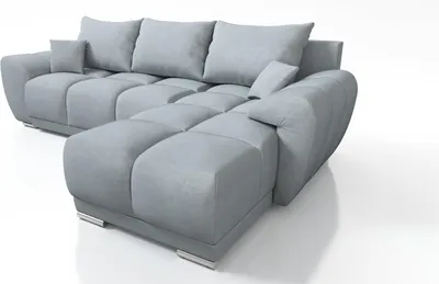 Produktbild von Easy Furniture Velvet Ecksofa in L-FORM Universelle Seitenauswahl 289 x 189 cm - Sofa mit Schlaffunktion - Schlafsofa mit Bettkasten - Farbe: Grau