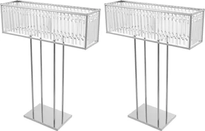 Zdjęcie produktu dla Zestaw 2 kryształowych stojaków na kwiaty – stojaki dekoracyjne – prostokątna rama – rozmiar 70 x 90 cm – podstawa 30 x 20 cm – wolnostojące – nośność 5 kg – srebrne