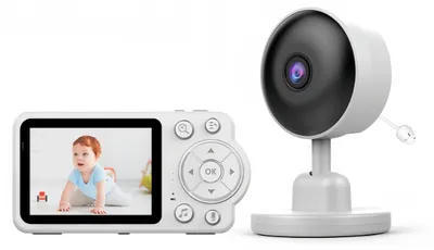 Produktbild von Babymonitor - Video Babyphone - 7,1 cm Display - Kabellos - Kamera - Gegensprechfunktion - Temperatur- & Luftfeuchteüberwachung - Nachtsicht