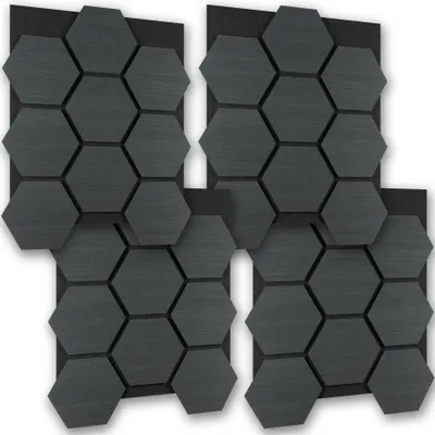 Produktbild von tectake® Akustikpaneele Sonic Shield Holzoptik in Eiche schwarz je 76 x 62 x 1,8 cm, Größe flexibel anpassbar
