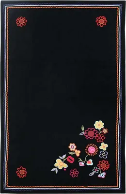 Immagine prodotto di Coperta nera ricamata a fiori 90x140