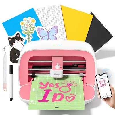 Plottermachine für Vinyl, Sticker & Karten, rosa, inkl. Starter-Set