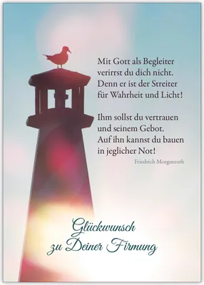 Produktbild von 4x Moderne Glückwunschkarte zur Firmung mit Morgenstern Zitat: Mit Gott als Begleiter...