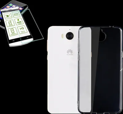 Produktbild von Silikoncase Transparent Tasche + 0,3 H9 Hartglas für Huawei Y5 2017 Hülle Neu