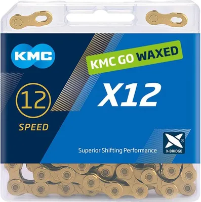 Produktbild von KMC X12 Ti-N Fahrradkette 12-fach 126 Glieder Gold - Gewachste Titan-Nitrid-B...
