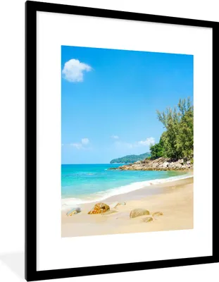 Produktbild von MuchoWow® Gerahmtes Poster Strand - Meer - Pflanzen - Tropisch 60x80 cm - Poster mit Schwarzem Bilderrahmen Wandposter Rahmen Foto Bilder - Wohnzimmer - Dekorationen - Prämie