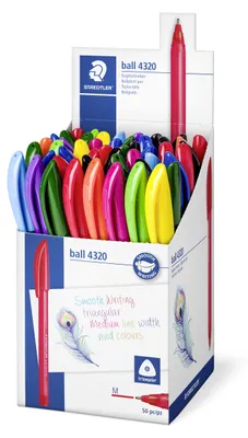 Produktbild von STAEDTLER ball 4320 M Dreikantiger Kugelschreiber Köcher mit 50 Schreibfarben, M