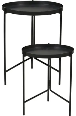 Obrázok produktu pre Sada dvoch kovových odkladacích stolíkov, Ø 31 cm, Ø 36 cm
