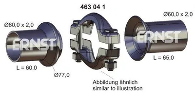 Produktbild von ERNST Reparatursatz Abgasrohr 463041 Vorne passend für PEUGEOT 207 (WA, WC) 60mm 77mm