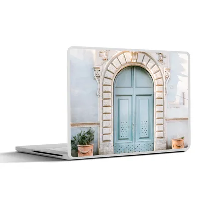 Produktbild von MuchoWow® Laptop Aufkleber Sticker Cover Tür - Architektur - Blau - Haus 25x18 cm - Laptop-Deko