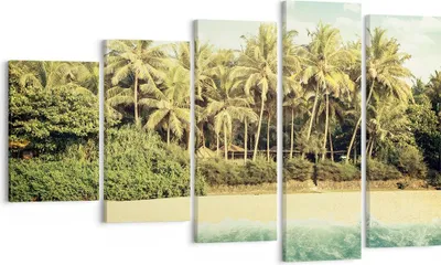 Produktbild von Bild auf Leinwand - Leinwandbild - 5 Teile - Natur Strand Palmen - 100x60cm - Wand Bild - Wanddeko - Wandbilder - Leinwanddruck - Bilder - Wanddekoration - Leinwand bilder - Wandbild - EG100x60-4915