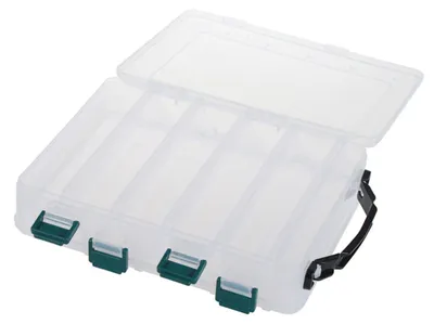 Imagen del producto de Caja de plástico transparente para anzuelos con 10 compartimentos