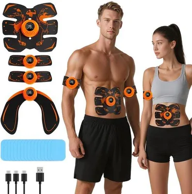 Produktbild von Unyqoos® EMS-Muskelstimulator – elektrische Spierstimulation, 8 Modi, 19 Intensitätsstufen, USB‑aufladbar, hautfreundliche Gel‑Pads, für Bauch, Arme, Beine & Po