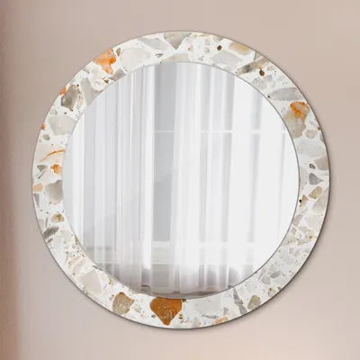 Produktbild von Modern Spiegel - Wandspiegel Design Wandmontage – Badspiegel mit Aufdruck - Rundspiegel - Terrazzo Hintergrund - Runder: Ø70cm