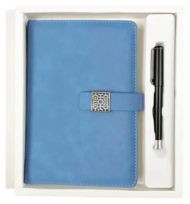 Produktbild von A5 Notizbuch mit Stift, 200 linierte Seiten, Leder, Tagebuch, Geschenkset