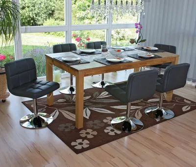 Produktbild von 6er-Set Esszimmerstuhl Drehstuhl Stuhl Cadiz Kunstleder Chrom  grau