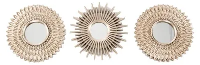 3er-Set goldene Dekospiegel rund 25 cm Wandmontage