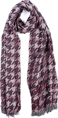 Produktbild von Dünner Damen-Jacquard-Schal, Hahnentritt, Burgund, Passigatti