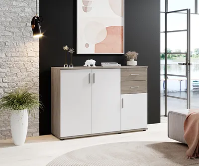 Produktbild von Kommode >Freida< (B/H/T 120 x 82 x 35 cm) in Sonoma-dunkel - 120x82x35cm (BxHxT)