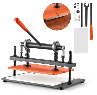 Obrázok produktu pre VEVOR, stroj na rezanie kože, rozmer 360x260 mm, tlak 1,5 tony, zdvih 12 mm, oceľová konštrukcia.